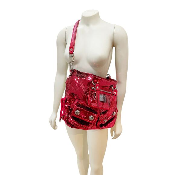 Coach Poppy Red Sequin Glam Tote Shoulder Bag Crossbody Rare - Picture 16 of 16